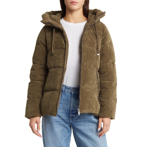Sam Edelman Jackets & Blazers - Sam Edelman Hooded Corduroy Puffer Jacket Size XS Olive NWT